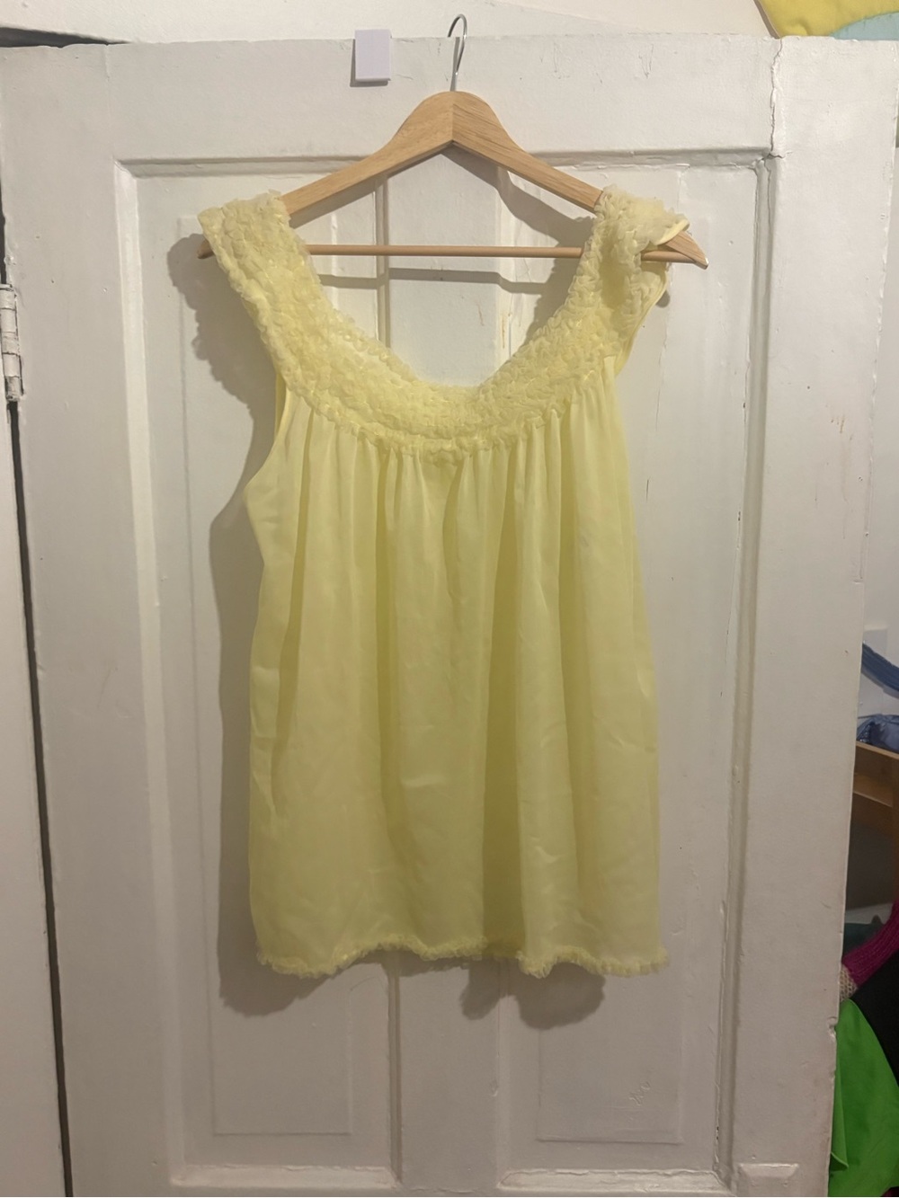 Vintage Butter Yellow Babydoll Ruffle Nightgown Top Teddy